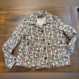 Veronica Beard Mercer Leopard Print Jacket Washed Cotton LS Button Women XS